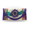 Palmblatt-Clutch mit Blume Lila