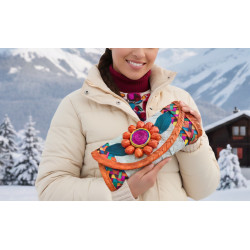 Palmblatt-Clutch mit Blume Orange