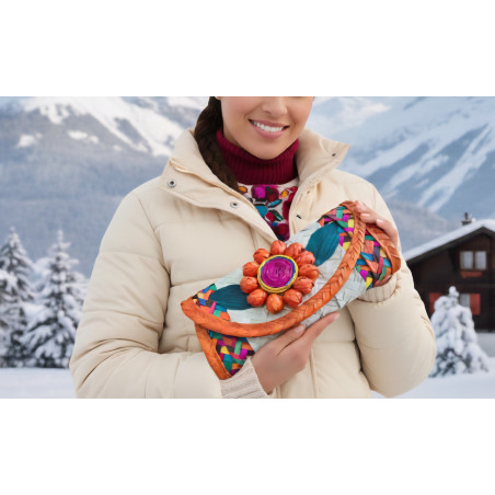 Cartera de Palma con Flor Naranja