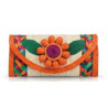 Palmblatt-Clutch mit Blume Orange