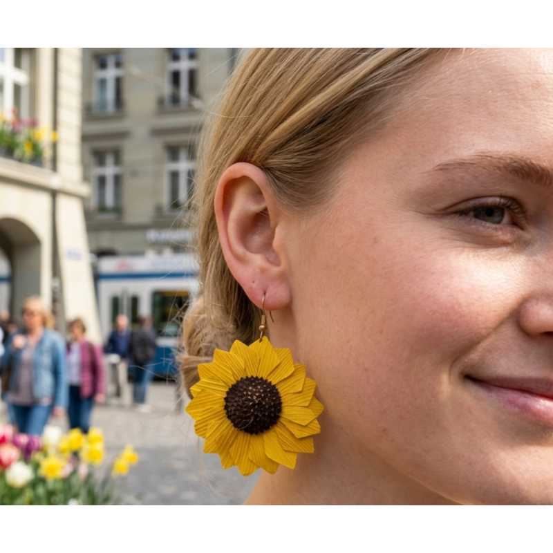 "Handcrafted Flower" Palm Earrings 2
