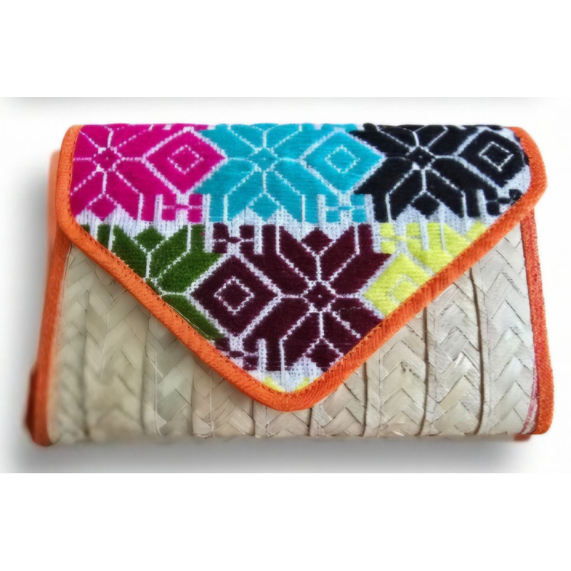 Cartera de palma con tela 2